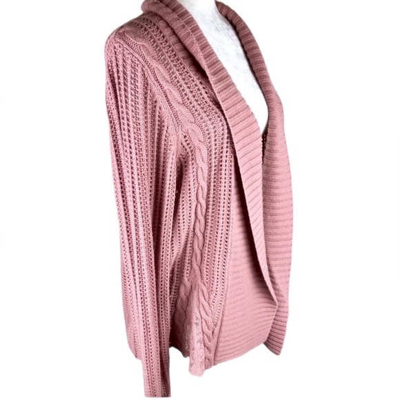 GARNET HILL Open Front Lace Insert Cardigan Cashmere Wool Angora Blend size S - Picture 7 of 11